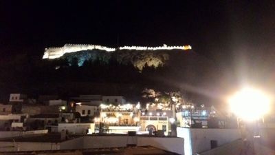 Lindos town - Night view on the acropolis