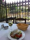 Lunch place on Panos - Lunch place on Paros, Greek wine and salad with acropolis view