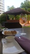 Radisson Blu Scandinavia - Glass of wine and offered appetizers on terrace