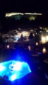 Lindos by night - Fountain and acropolis