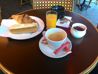 Paris, capital of France - French breakfast in Paris cafe